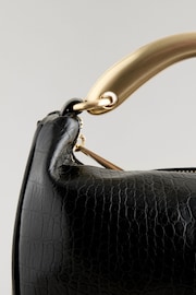 Black Croc Effect Handheld Bag - Image 3 of 4