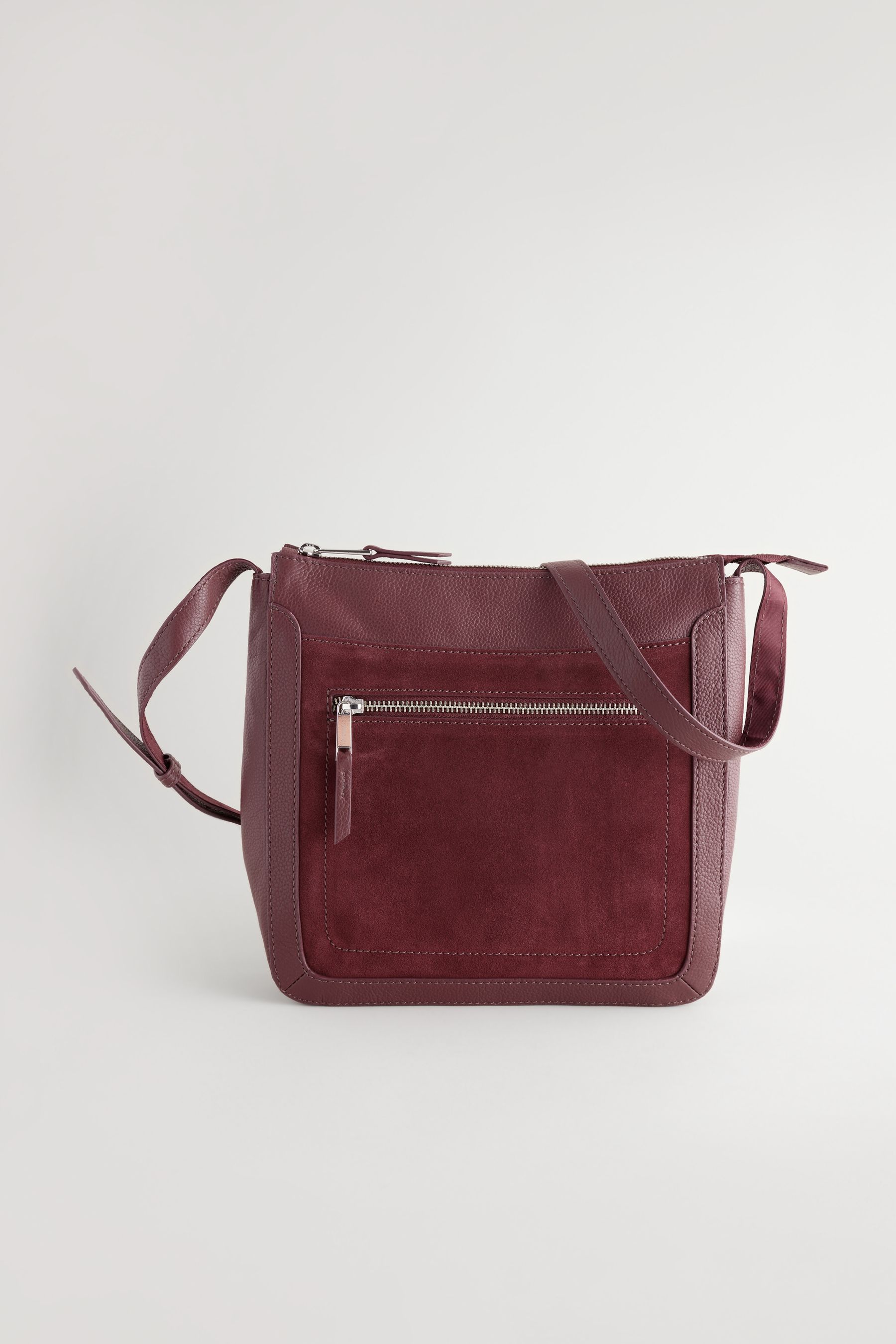 Berry Red Leather Pocket Messenger Bag