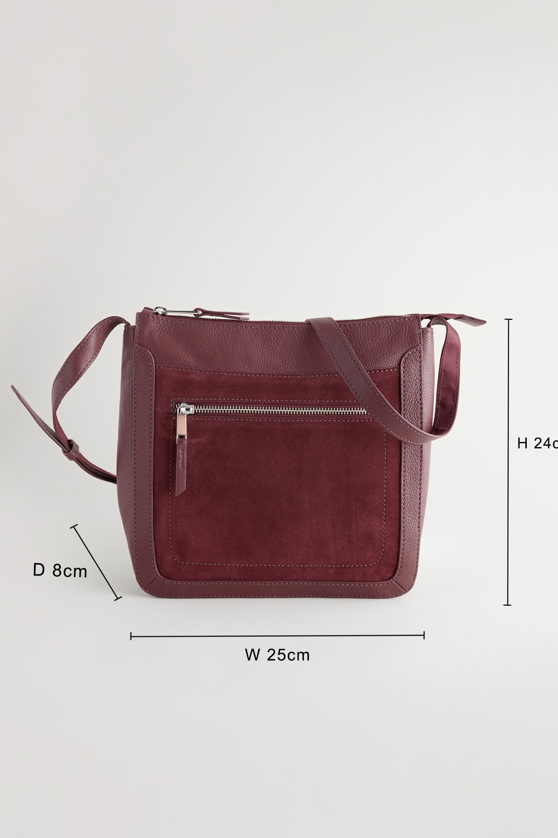 Berry Red Leather Pocket Messenger Bag