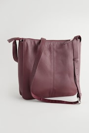 Berry Red Leather Pocket Messenger Bag - Image 5 of 9