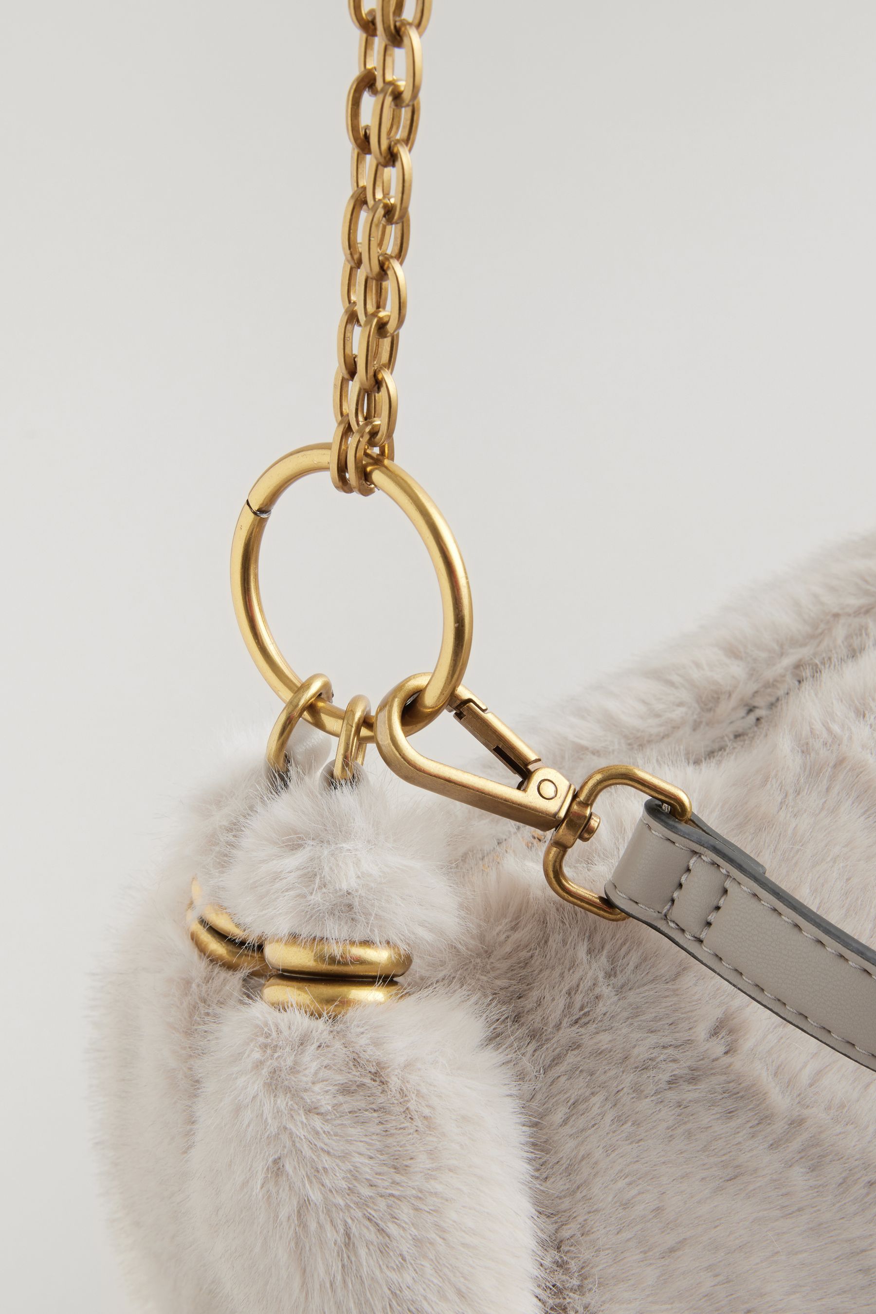 Buy Grey Faux Fur Chain Shoulder Bag from Next Malta