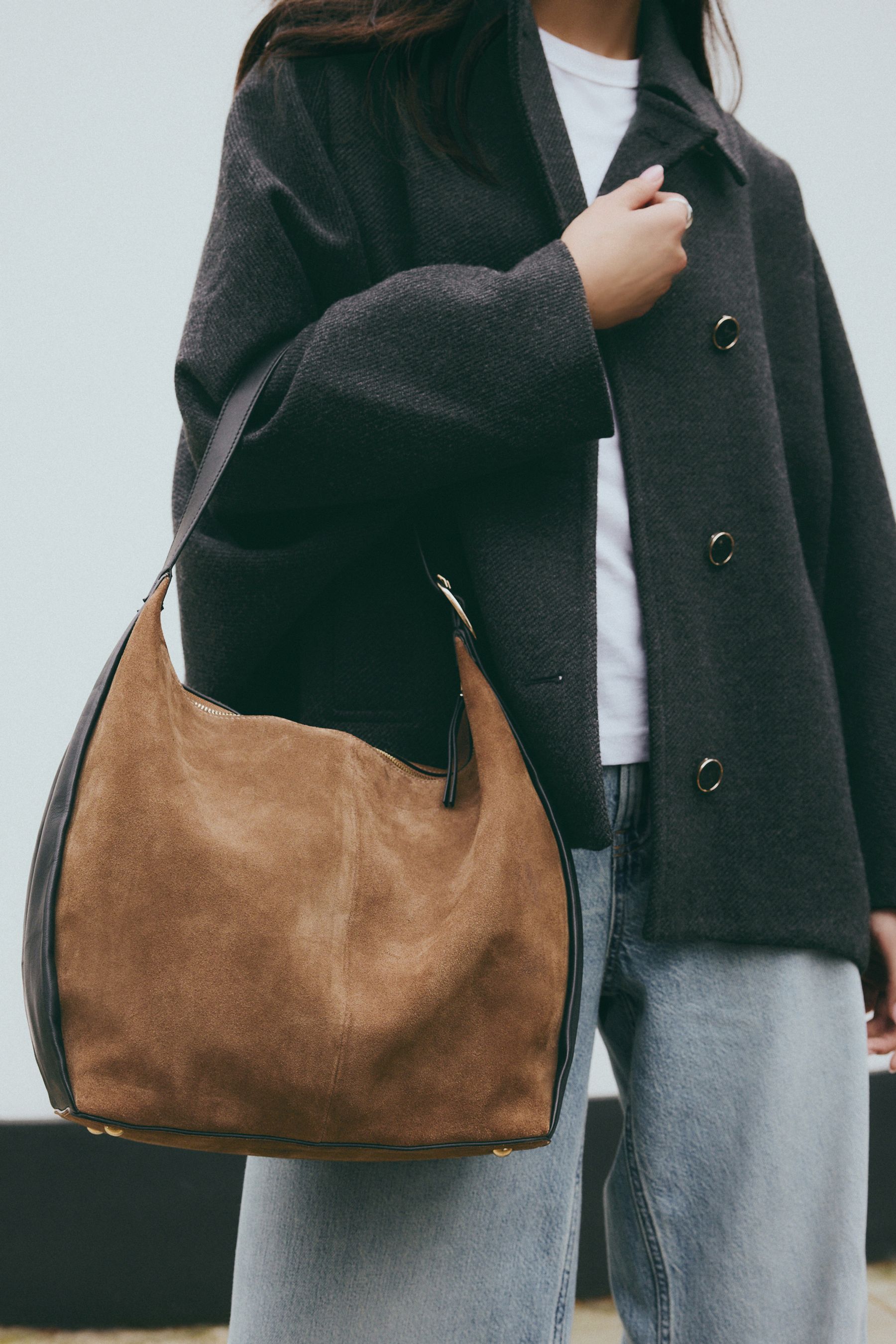 Buy Tan Brown Suede Contrast Shoulder Bag from Next USA