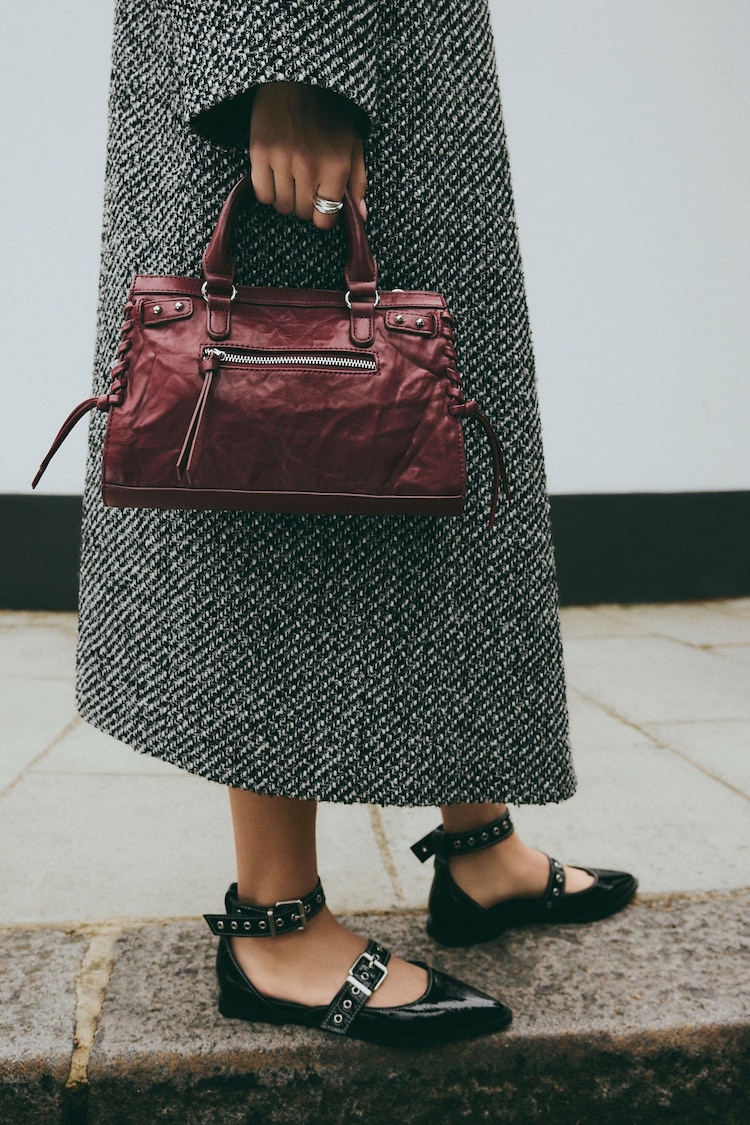 Red Biker Washed Mini Handheld Bag - Image 1 of 10