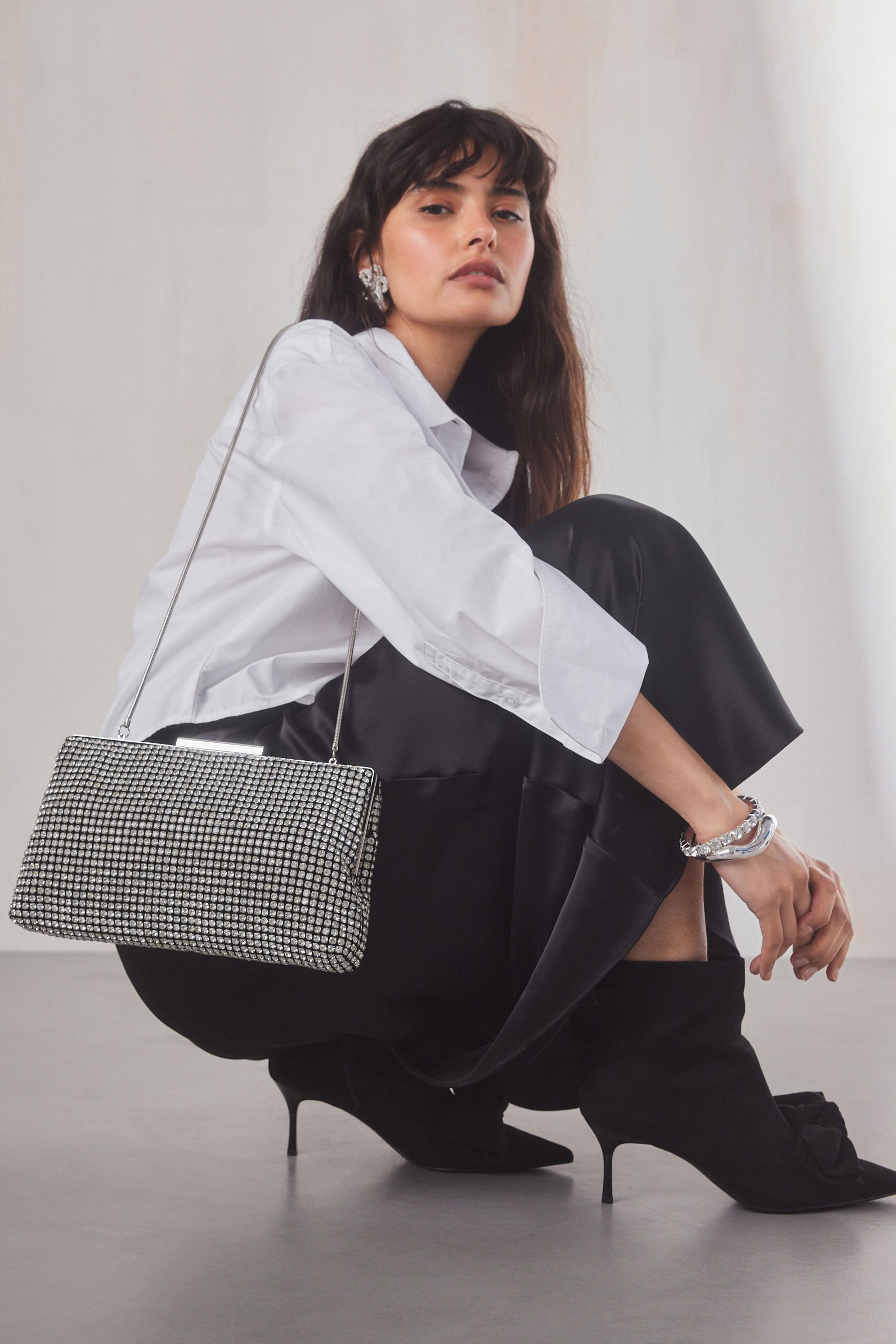 Buy Silver Sparkle Clutch Bag from the Next UK online shop