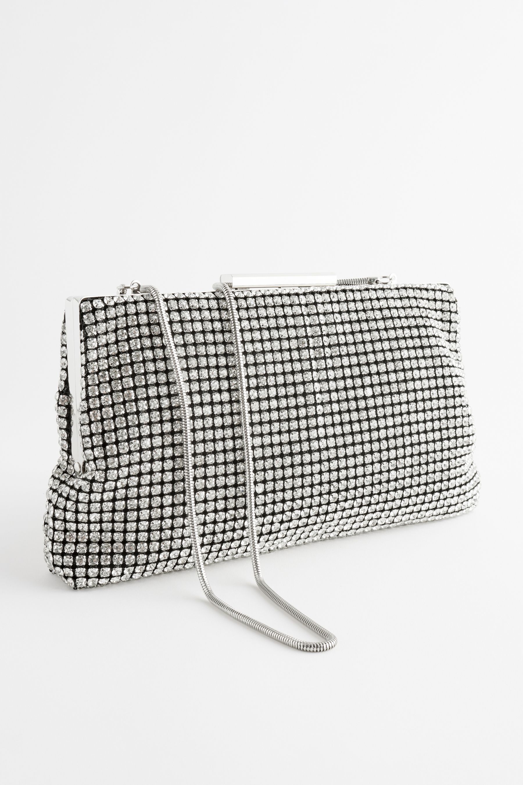 Next silver sparkle clutch bag 2025