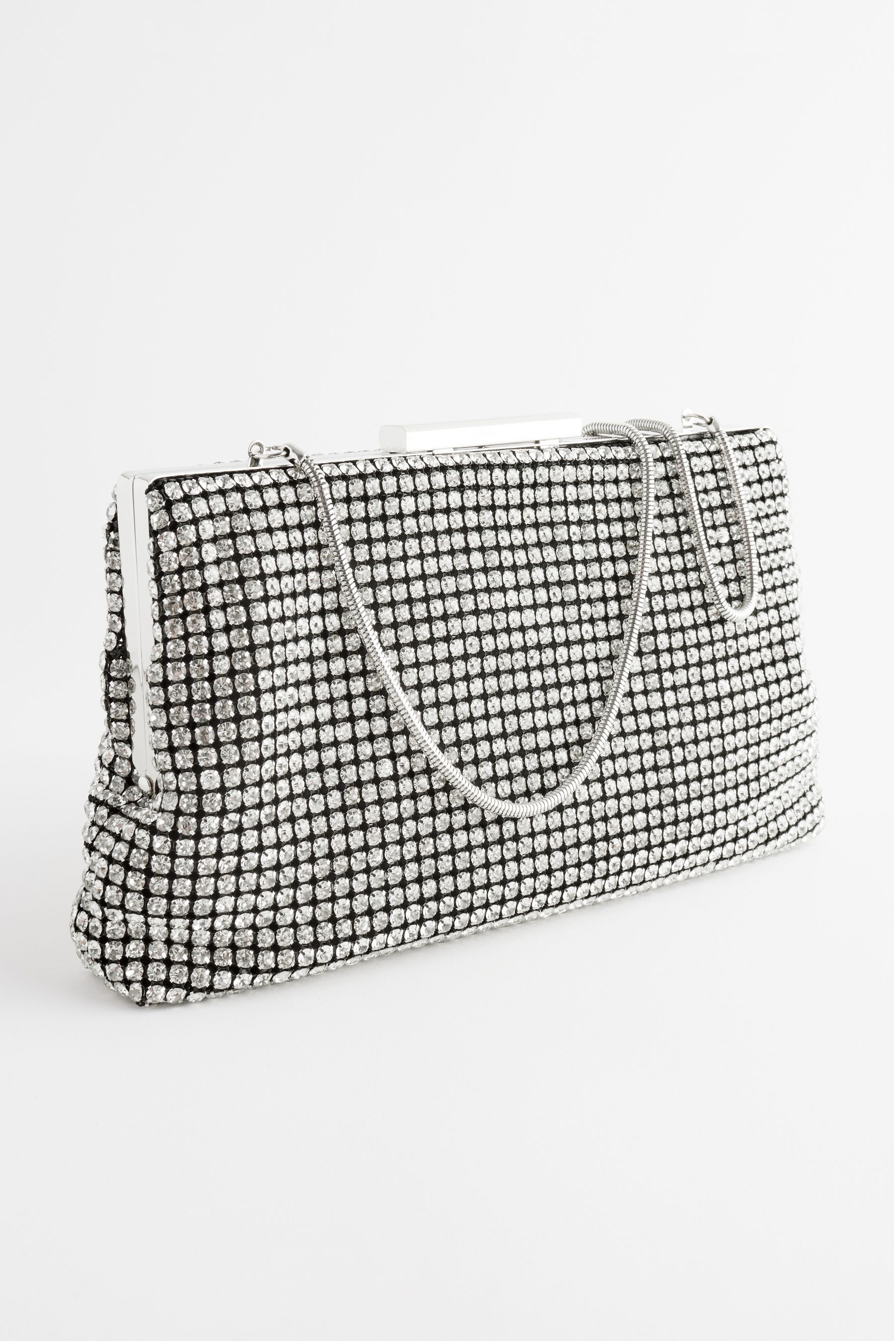 Next silver sparkle clutch bag online
