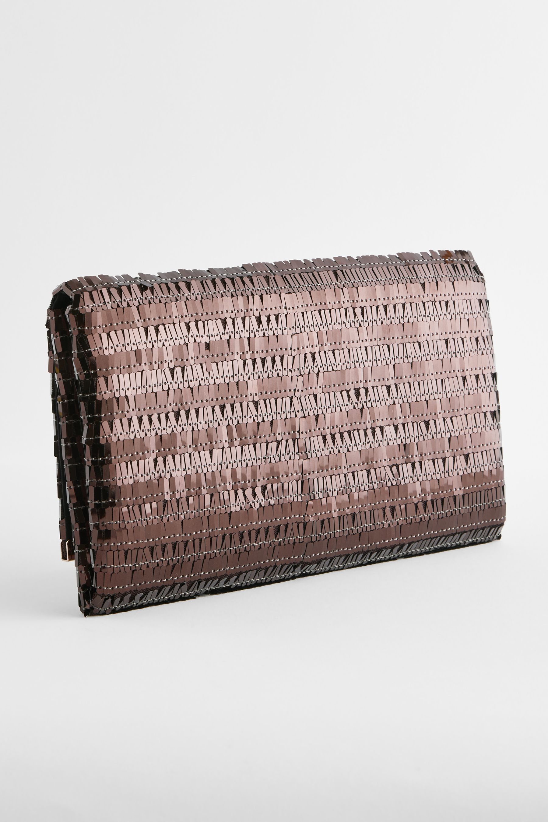 Buy Chocolate Brown Sequin Clutch Bag With Detachable Cross Body Chain from Next Luxembourg