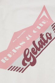 Reiss White/Pink Sicily Reiss | Ché Oversized Cotton Gelato Print T-Shirt - Image 6 of 6