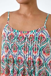 Roman Green Abstract Print Pleat Front Cami Top - Image 5 of 5