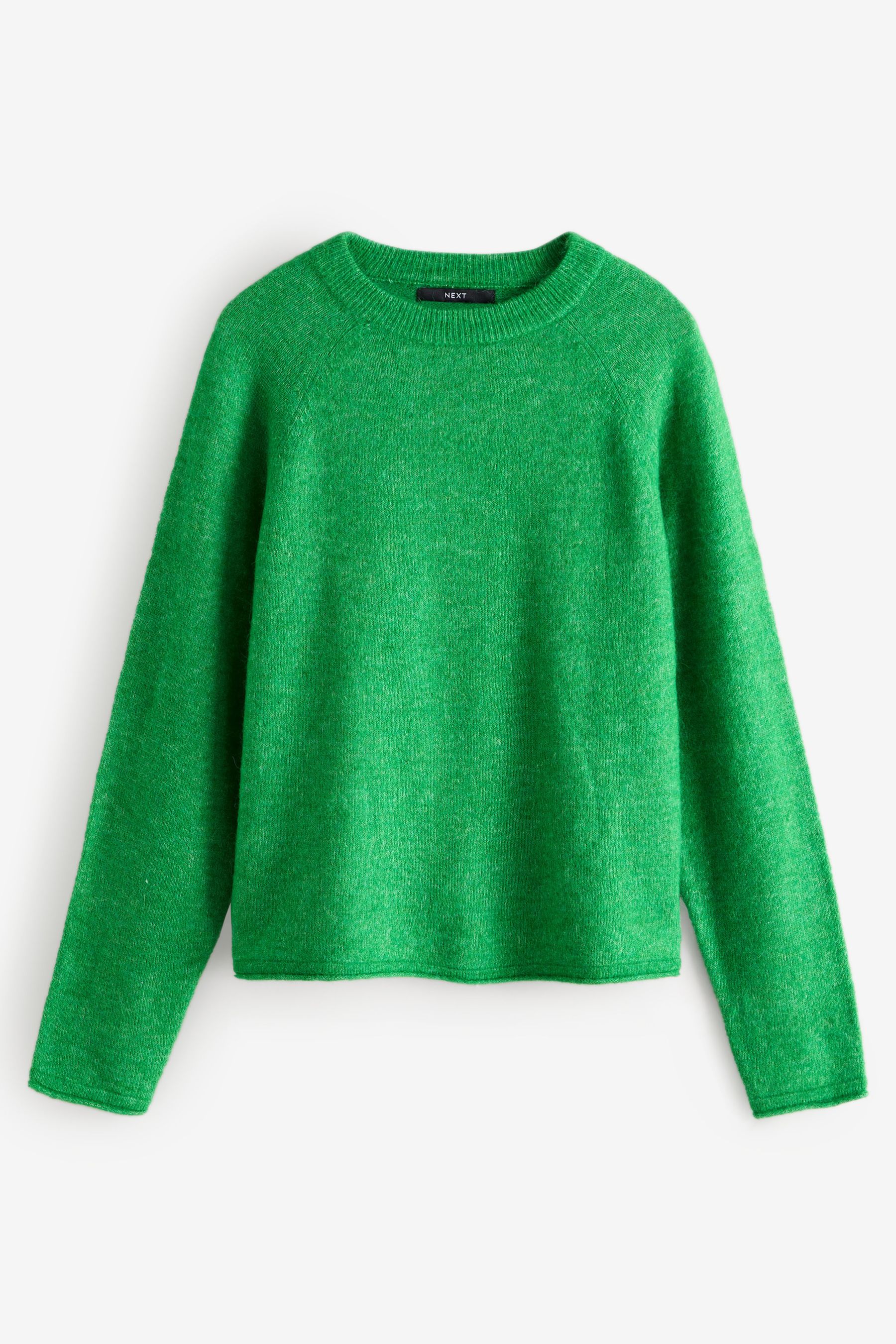 NEXT Bright Green Soft Touch Crew Neck Knitted Jumper with Alpaca Small Womens