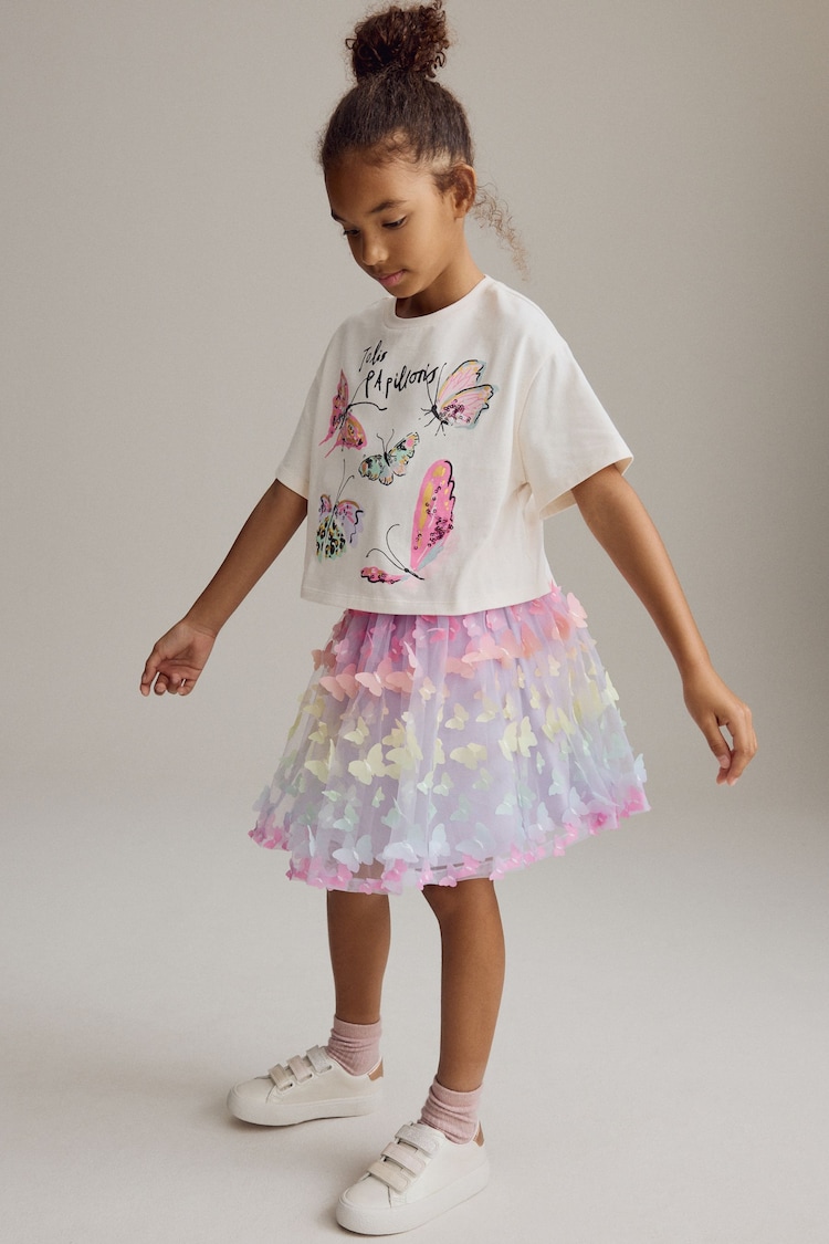 Multi Butterfly T-Shirt and Skirt Set (3-16yrs) - Image 2 of 3