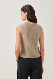 Neutral Brown Mole Sleeveless Knitted Crew Tank Vest Top - Image 3 of 4