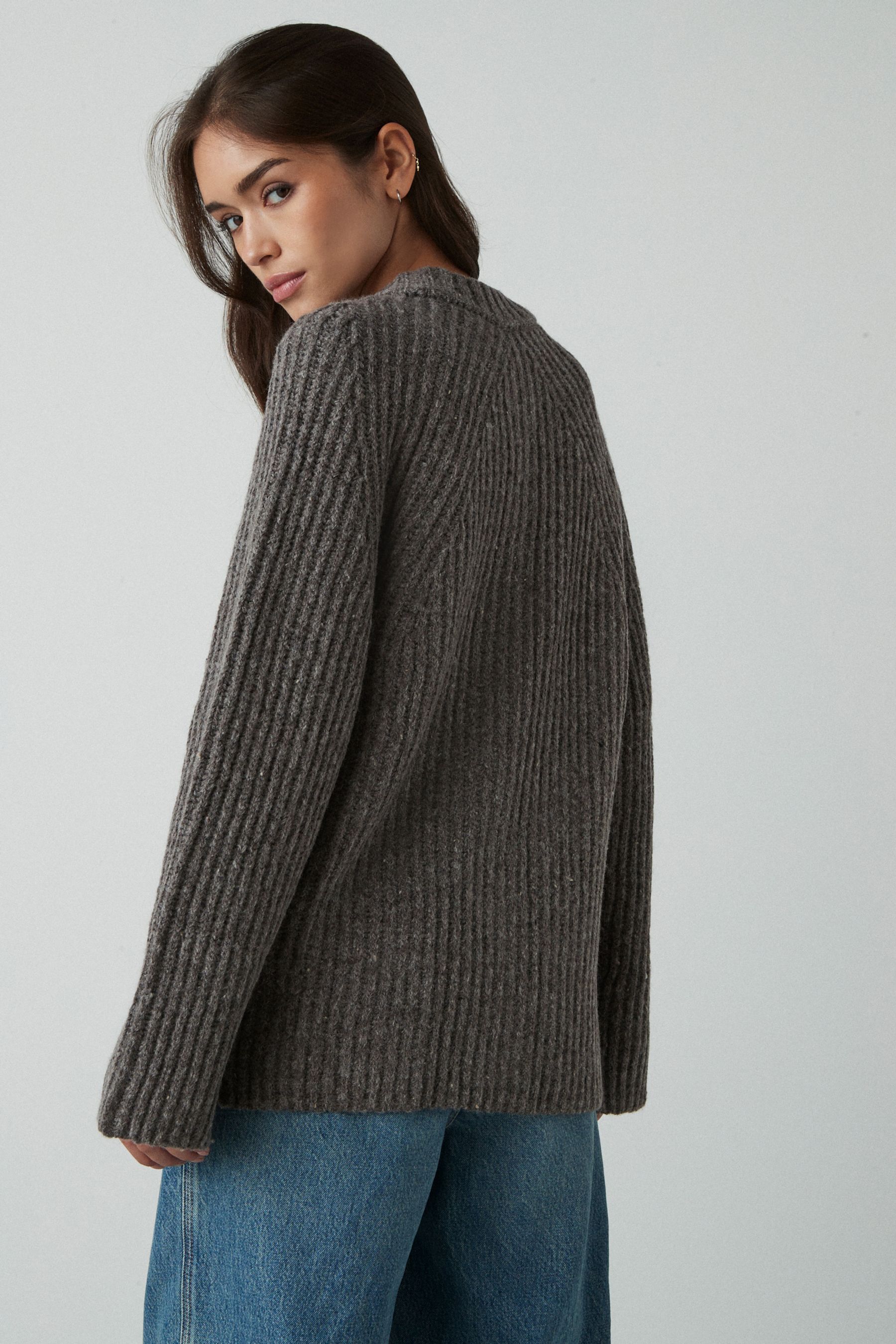 Women wool ribbed knitted coat best sale