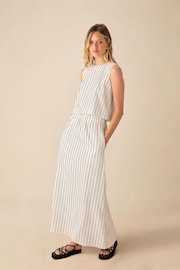 Ro&Zo Stripe Linen Ivory White Skirt - Image 1 of 5