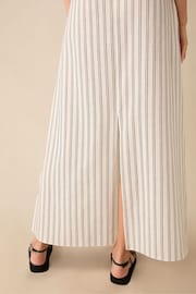 Ro&Zo Stripe Linen Ivory White Skirt - Image 2 of 5