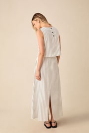 Ro&Zo Stripe Linen Ivory White Skirt - Image 3 of 5