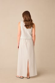Ro&Zo Petite Stripe Linen Ivory White Skirt - Image 3 of 3