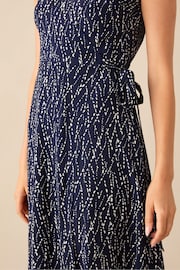 Ro&Zo Navy Blue Dash Print Wrap Midi Dress - Image 3 of 5