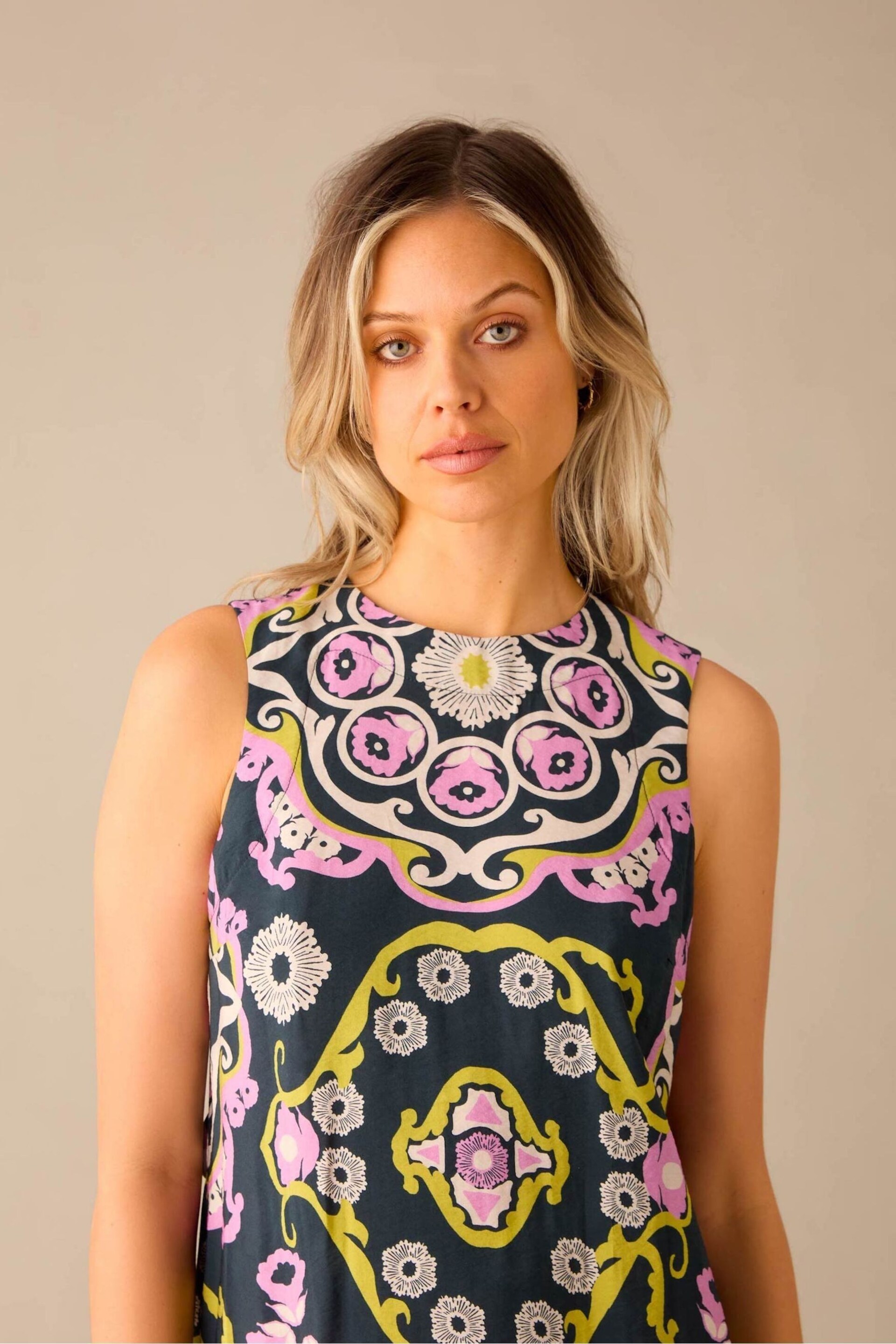 Ro&Zo Pink Multi Geo Print Tie Belt Dress - Image 3 of 6