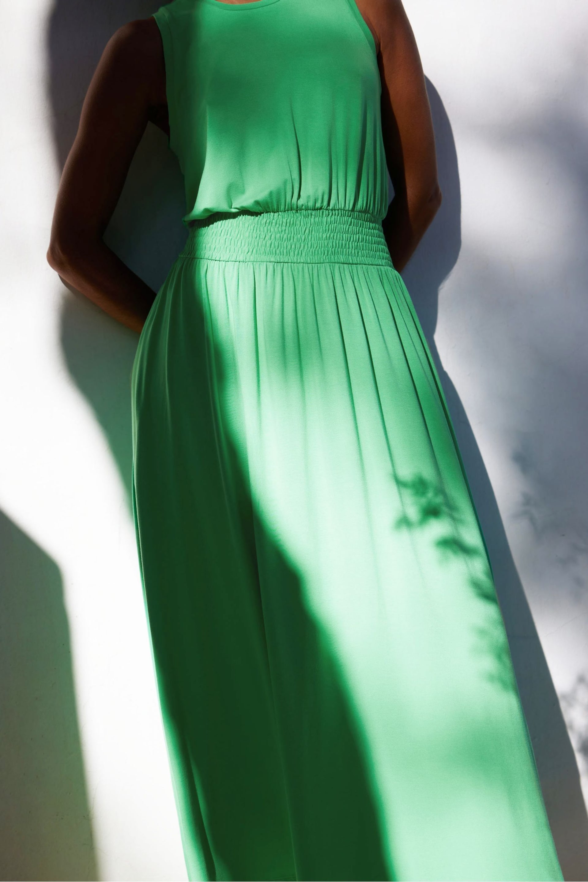 Ro&Zo Green Jersey Shirred Waistband Dress - Image 2 of 5