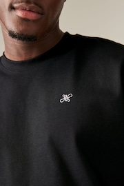 Black Embroidery Logo Relaxed Fit Heavyweight 100% Cotton T-Shirt - Image 4 of 7