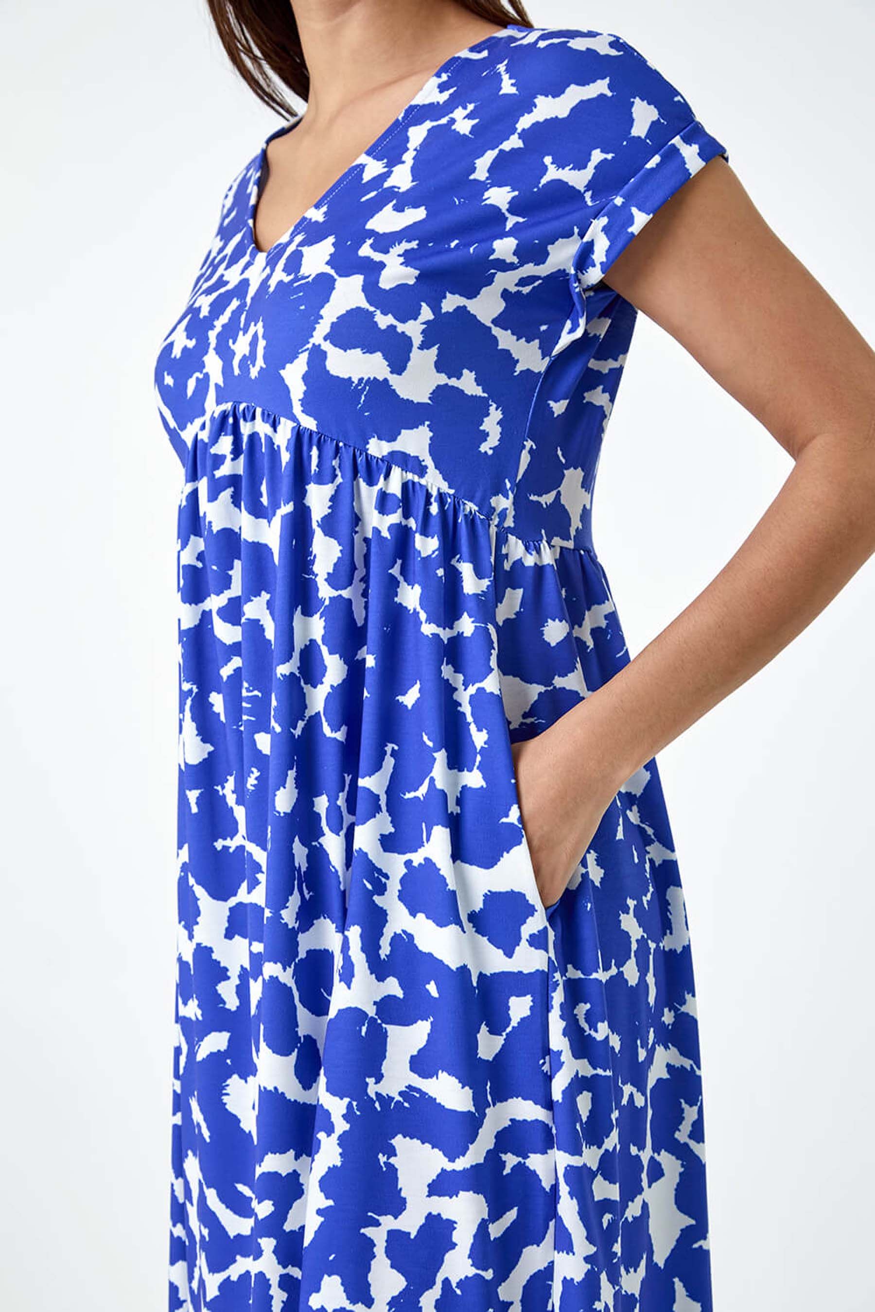 Buy Dusk Blue Abstract Print Stretch Pocket T Shirt Dress from the Next UK online shop