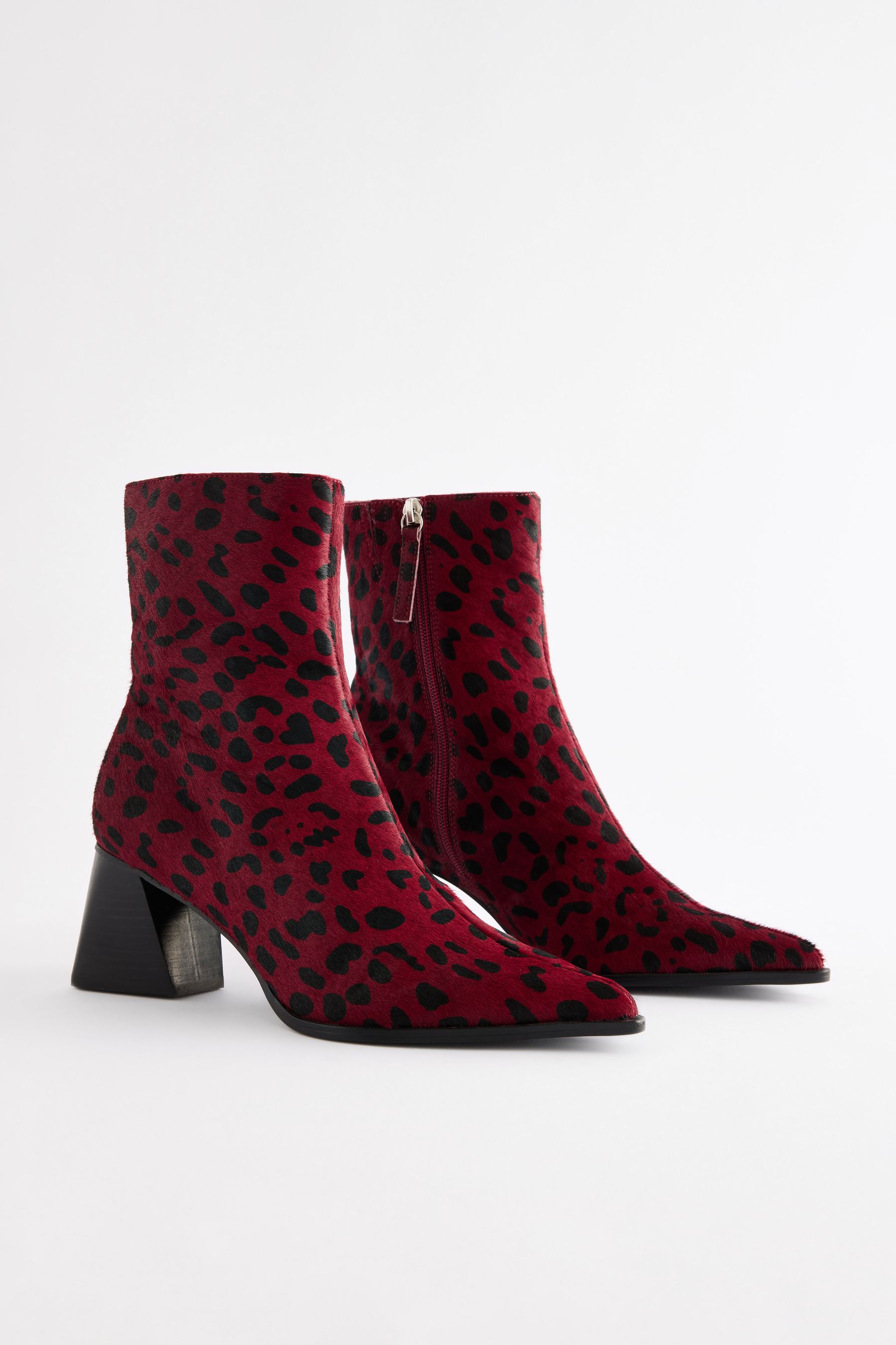 Buy Leopard Print Leather Forever Comfort Block Heeled Ankle Boots from the Next UK online shop