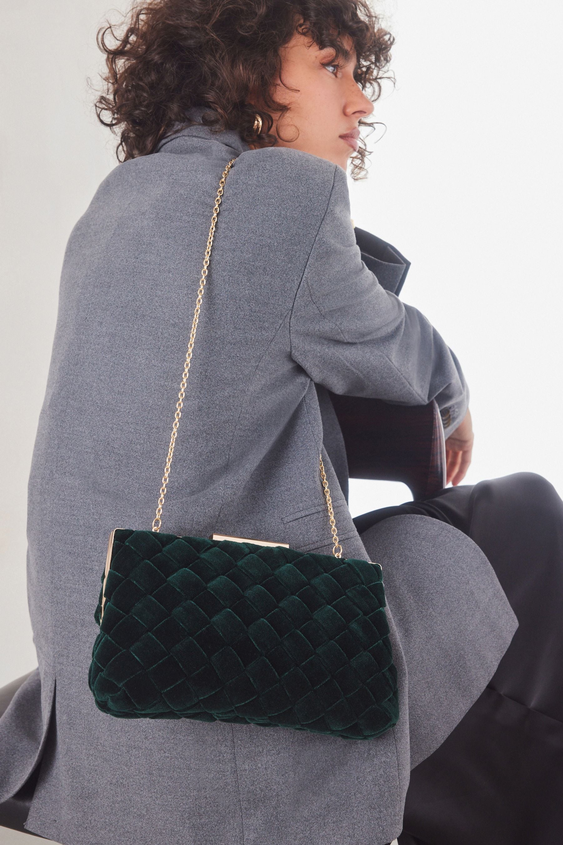 Buy Green Velvet Weave Clutch Bag from the Next UK online shop