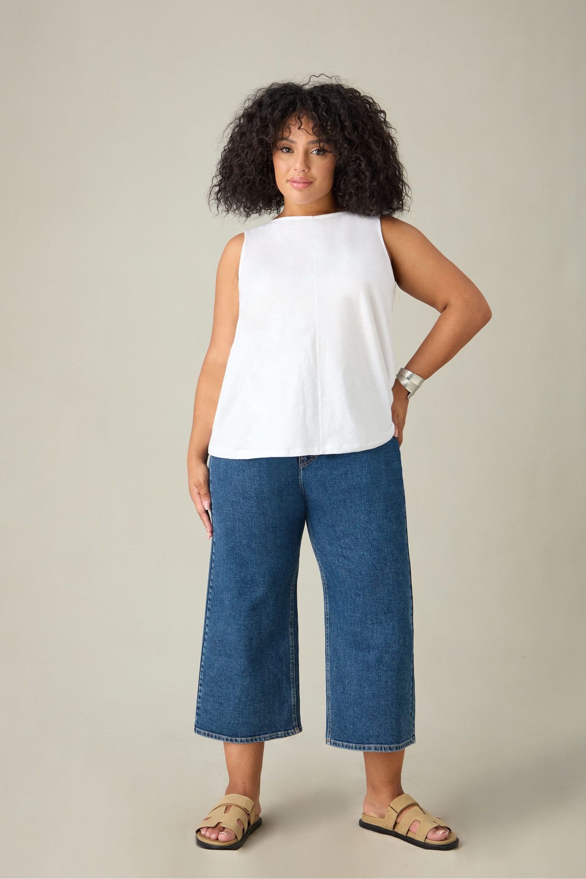 Live Unlimited Curve Blue Cropped Wide Leg Jeans - Image 1 of 3