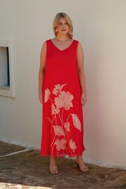 Live Unlimited Curve -Red Floral Print Sleeveless Maxi Dress - Image 2 of 5