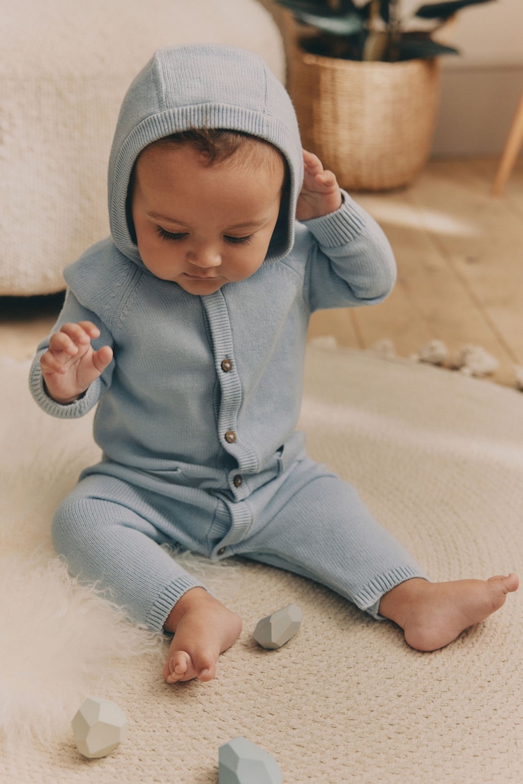 Blue Baby Knitted Hood Romper (0mths-2yrs) - Image 2 of 6