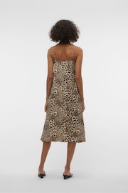 VERO MODA Brown Leopard Print Midi Cami Summer Dress - Image 3 of 7