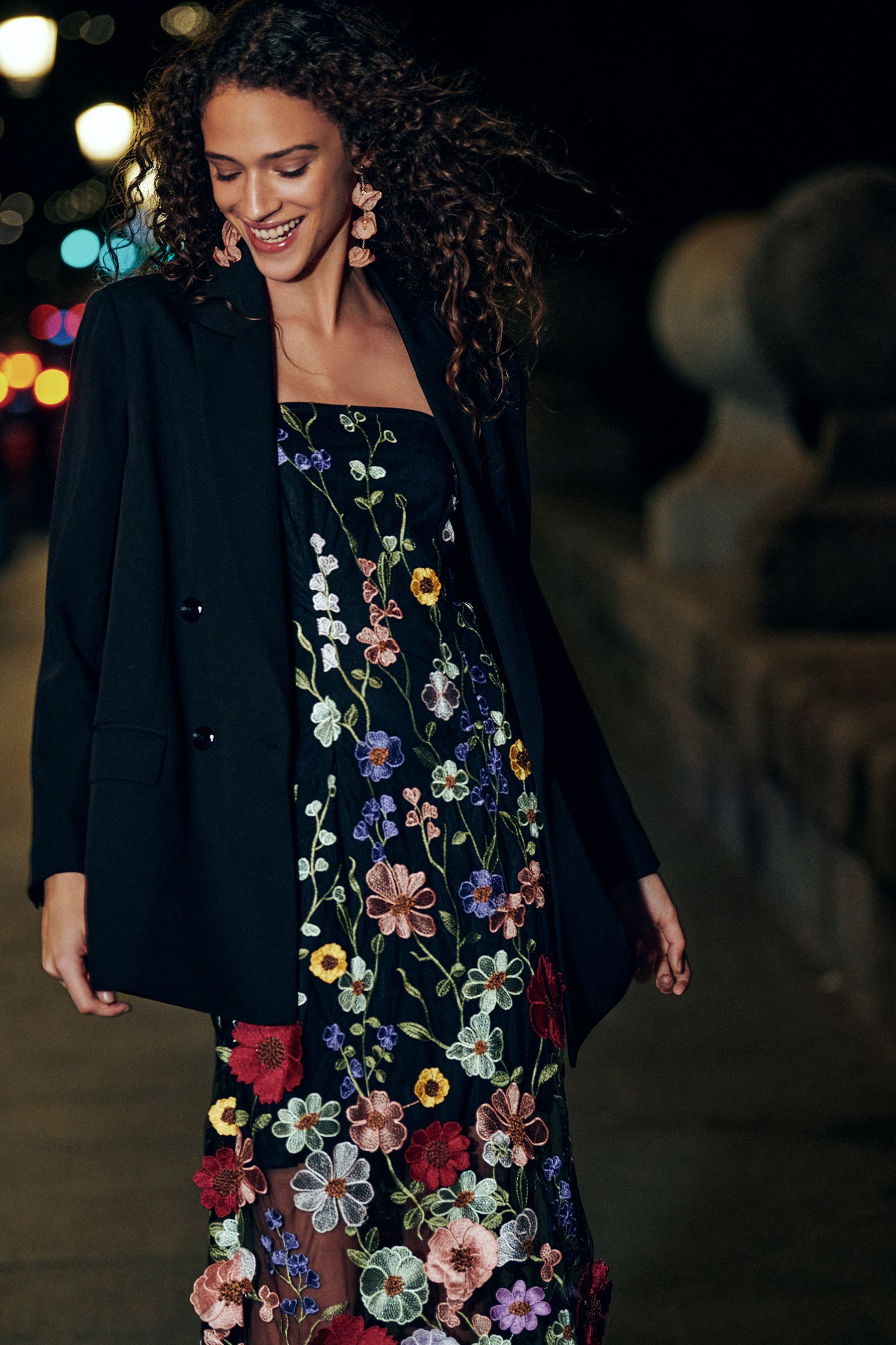 Buy Black Multi 3D Floral and Embroidered Mesh Bandeau Maxi Dress from the Next UK online shop