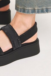Simply Be Black Stretched Ruched Strappy Flatform Sandals in Wide Fit - Image 3 of 4