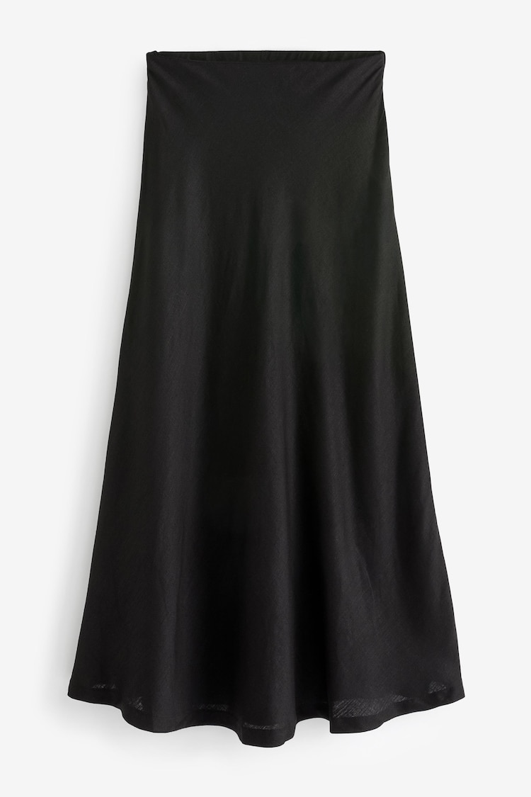 JD Williams Black Printed Satin Slip Skirt With Linen - Image 5 of 5