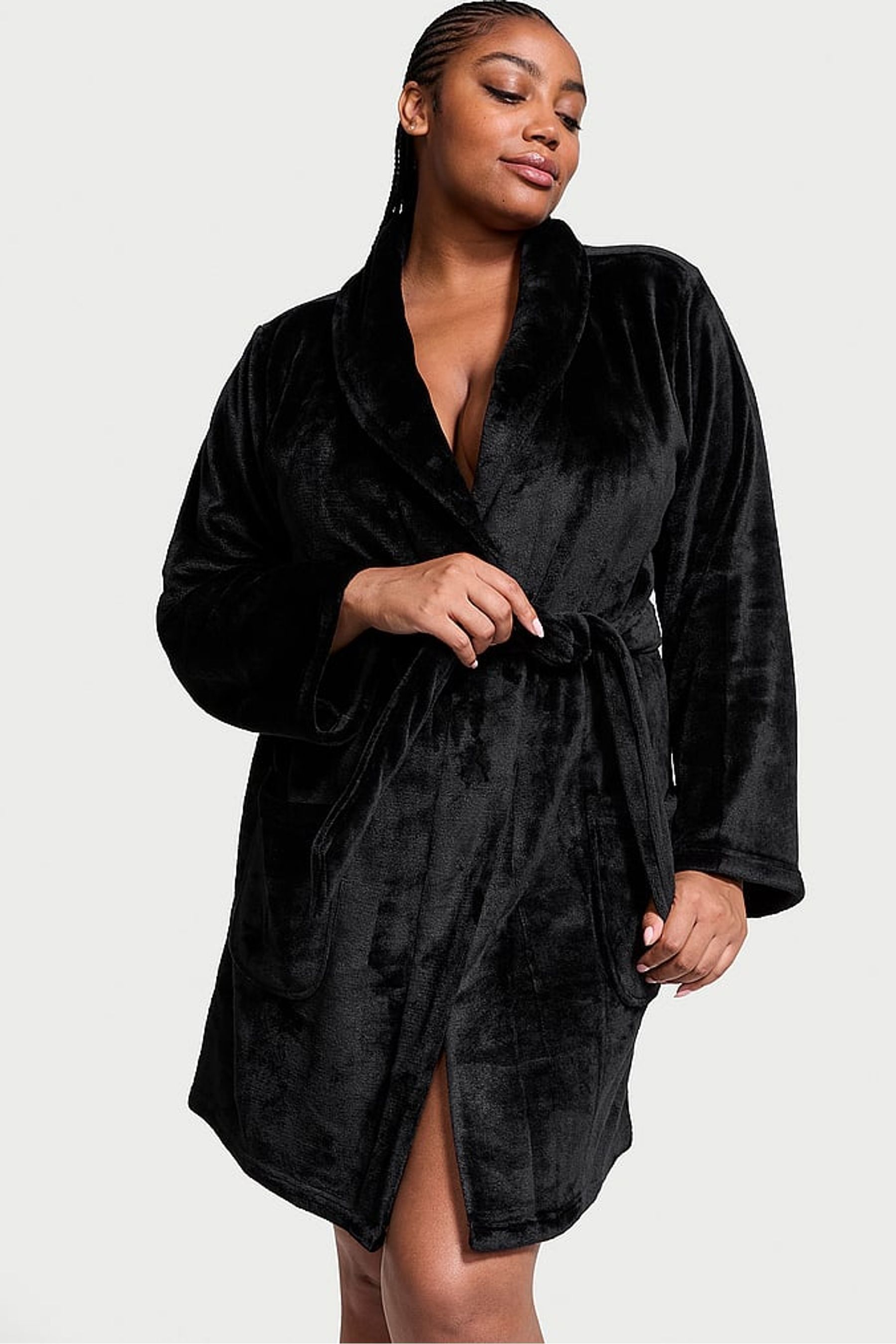 Buy Victoria s Secret Black Cosy Short Dressing Gown from Next Luxembourg