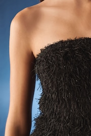 Black Fringe Sequin Bandeau Midi Dress - Image 5 of 8