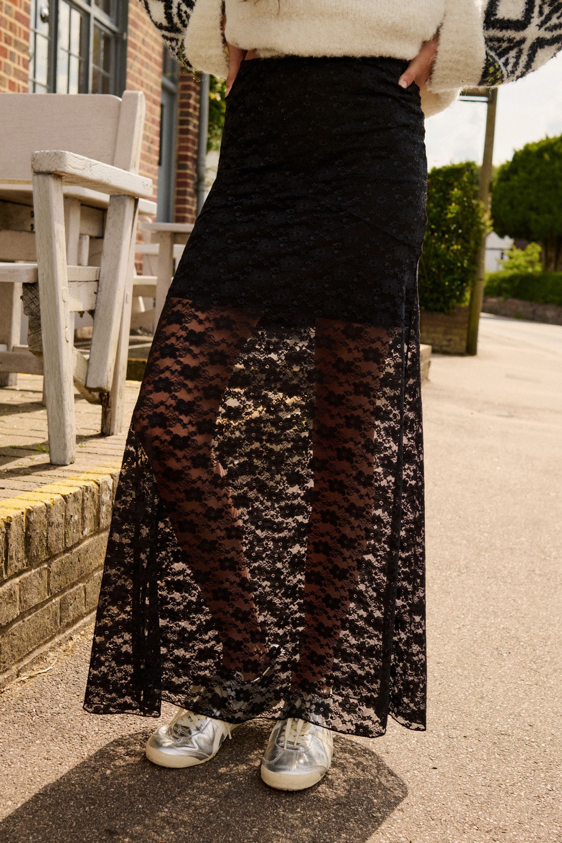 Black Lace Maxi Skirt