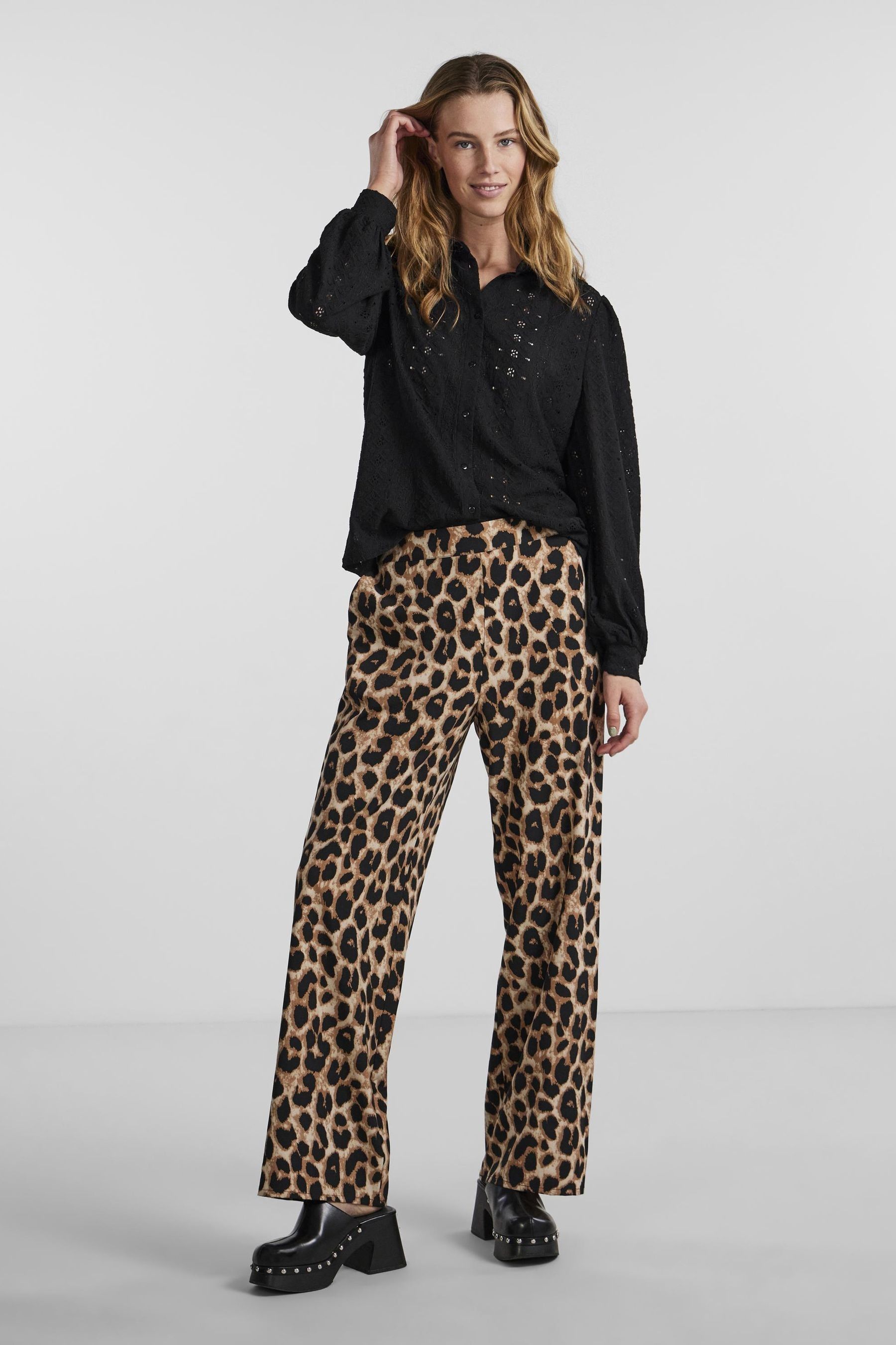Buy PIECES Black Leopard Print Trousers from the Next UK online shop