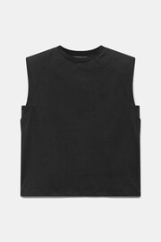 Mint Velvet Black Cotton Extended Shoulder T-Shirt - Image 3 of 3