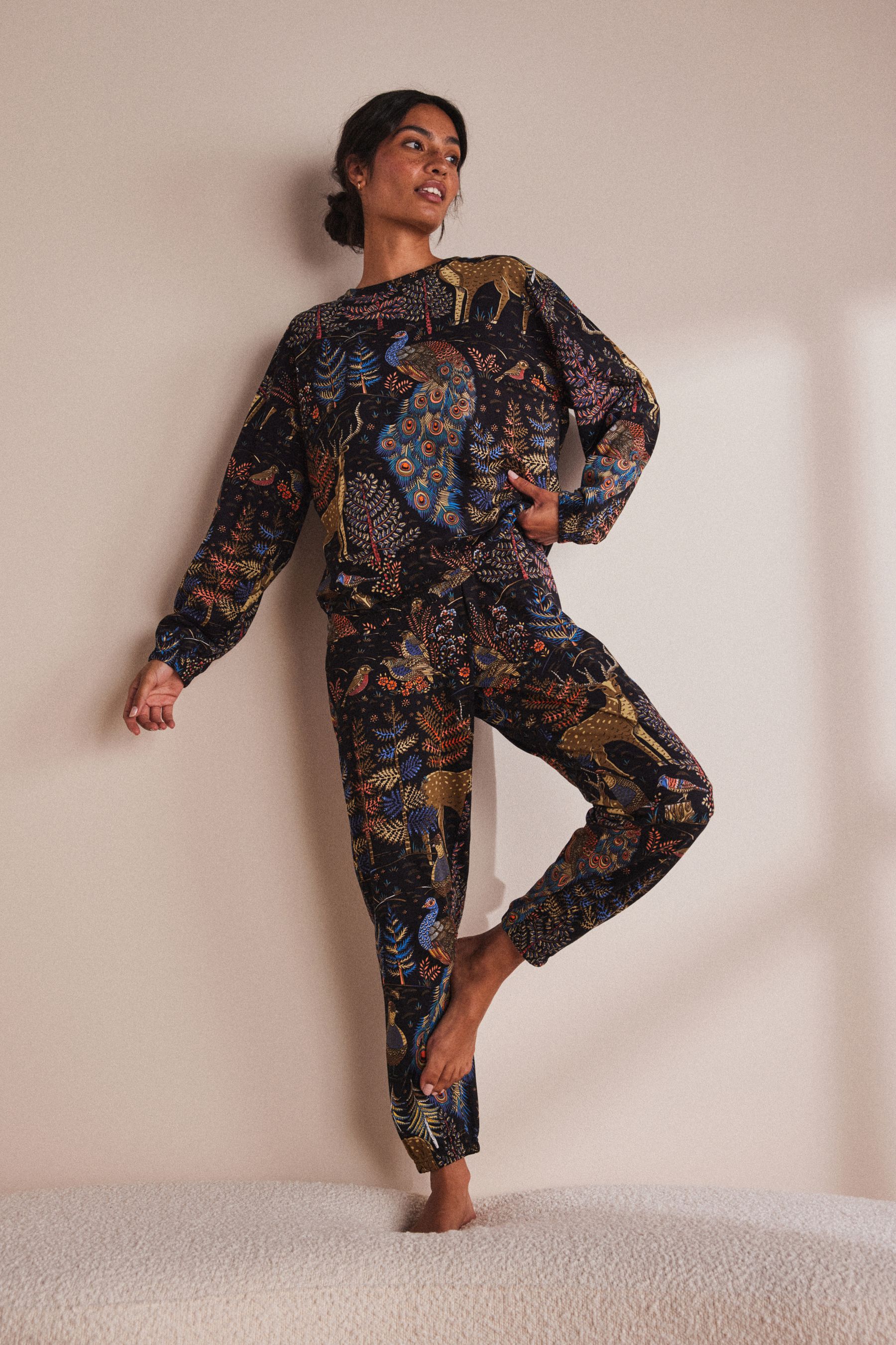 Buy Black Peacock 100 Cotton Long Sleeve Pyjamas from the Next UK online shop