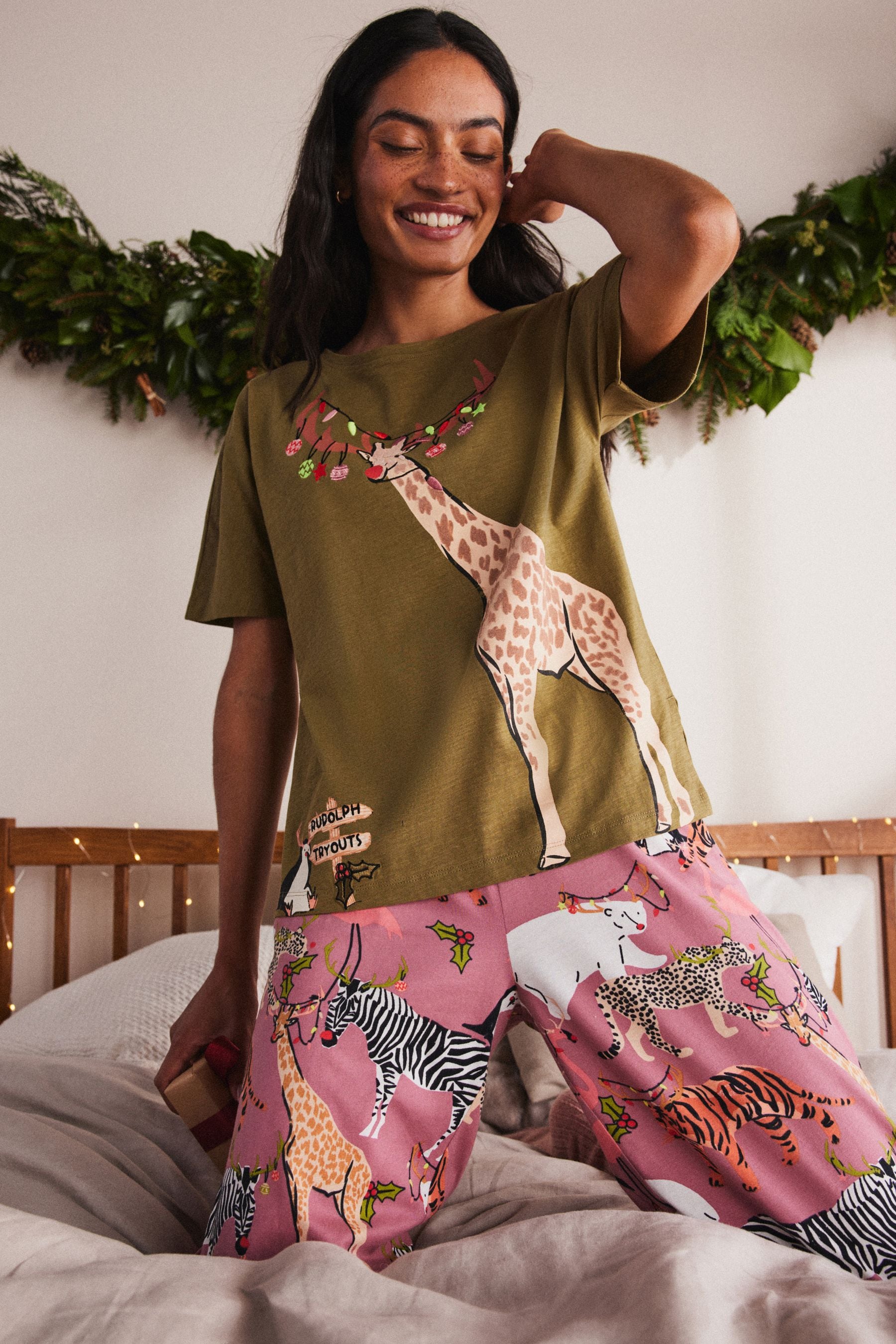 Buy Green Giraffe 100 Cotton Short Sleeve Pyjamas from the Next UK online shop