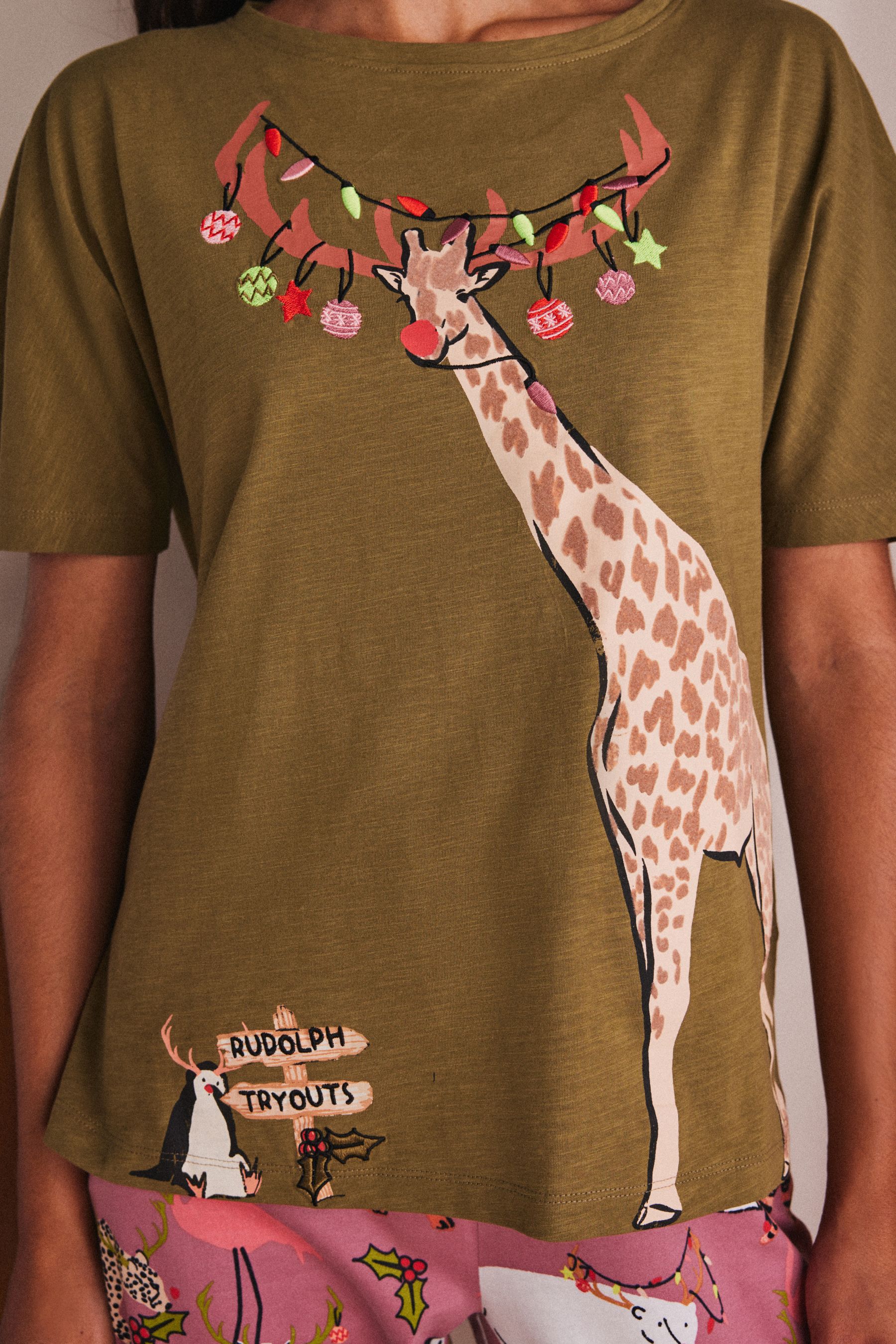 Buy Green Giraffe 100 Cotton Short Sleeve Pyjamas from Next USA