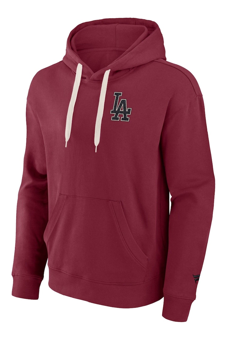 Fanatics Red 100% Cotton MLB Los Angeles Dodgers Clubhouse Rebel Fleece Pullover Hoodie - Image 2 of 2