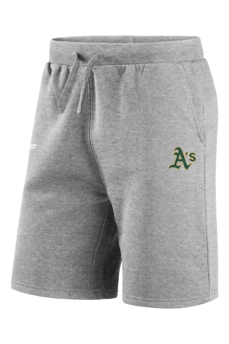 Fanatics Grey MLB Oakland Athletics Primary Logo Graphic Fleece Shorts - Image 2 of 3