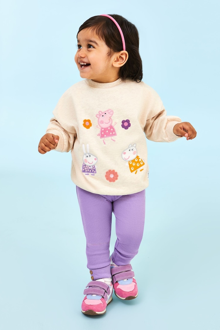 JoJo Maman Bébé Lilac Peppa Pig Sweatshirt & Leggings Set - Image 1 of 5