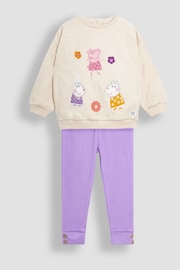 JoJo Maman Bébé Lilac Peppa Pig Sweatshirt & Leggings Set - Image 2 of 5