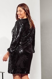 Friends Like These Black Curve Sequin Wrap Mini Dress - Image 4 of 4