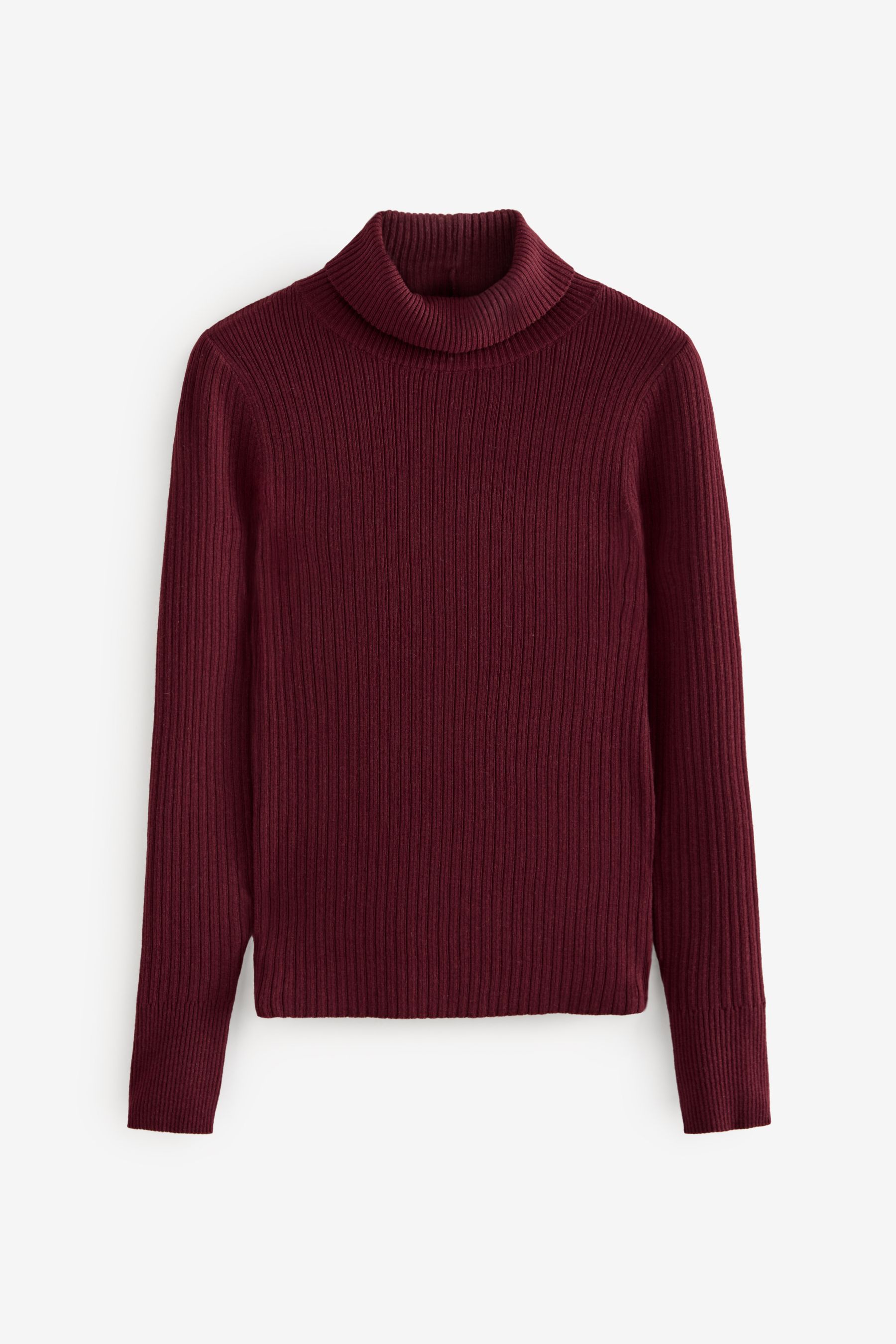 Red ribbed polo neck jumper store