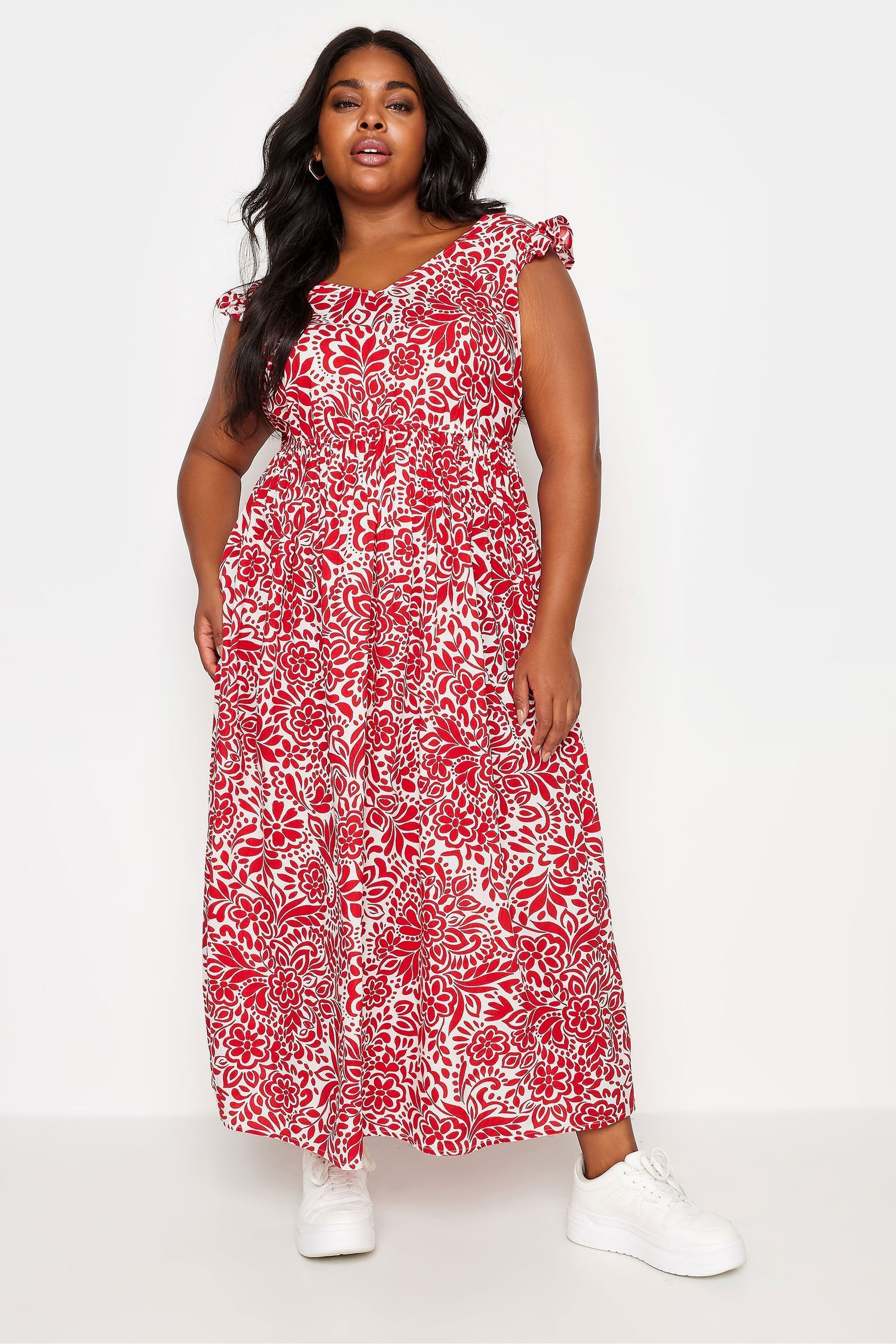 Red frill maxi dress on sale